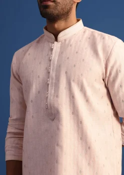 Peach Foil Printed Kurta Set