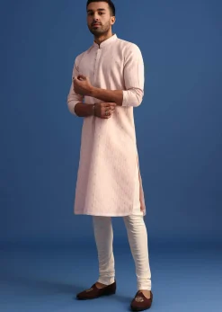 Peach Foil Printed Kurta Set