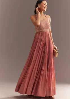 Peach French Tissue Jumpsui With Cutdana Work