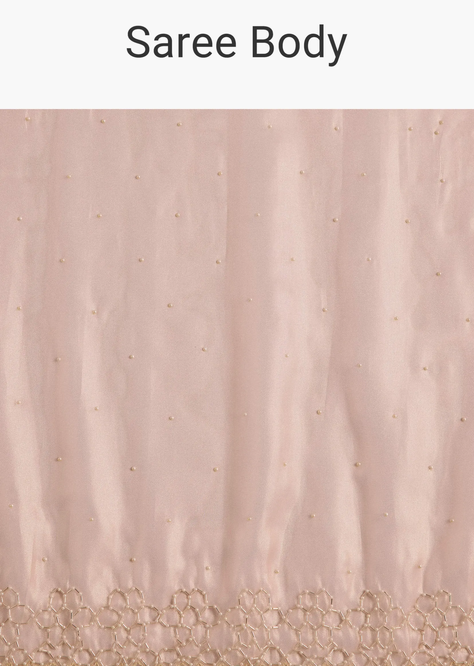 Peach Glass Tissue Saree With Cutdana And Beads Scallop Border
