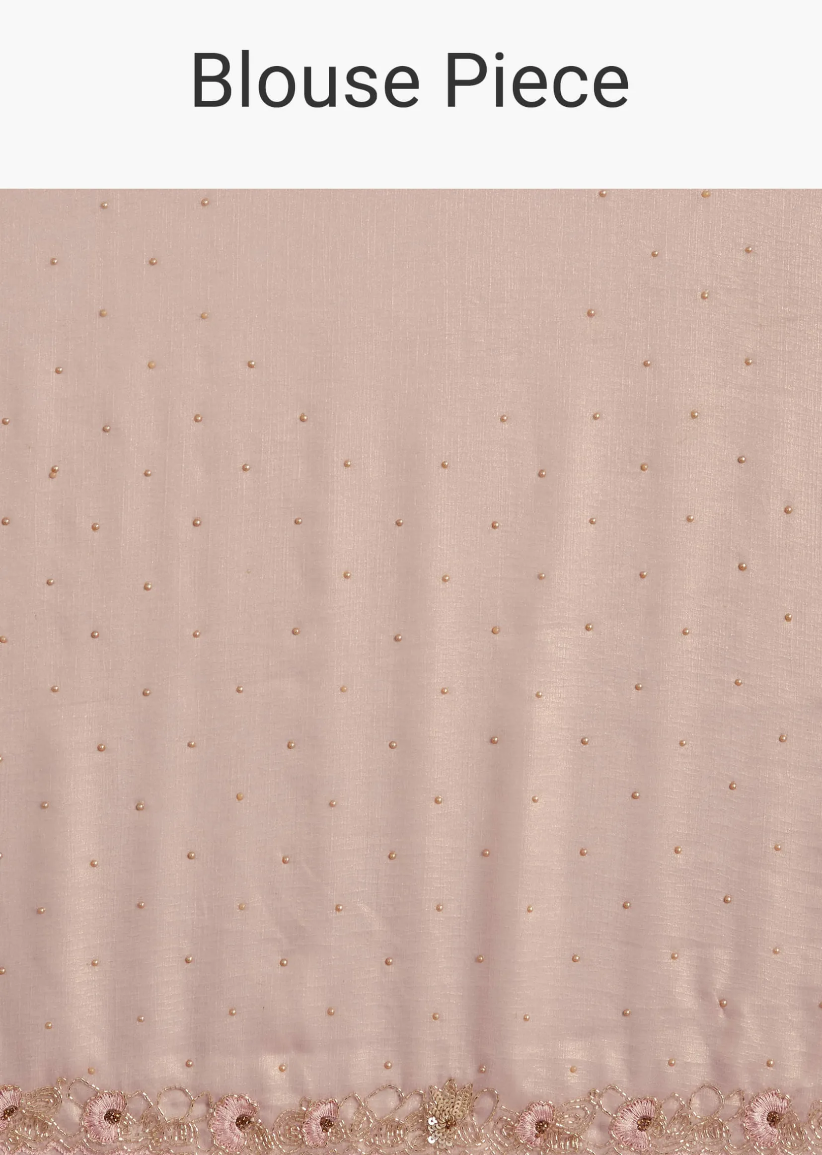 Peach Glass Tissue Saree With Moti Cutdana And Sequins Embroidery And Scallop Border