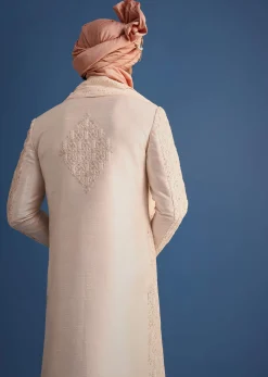 Peach Heavy Hand Embroidered Sherwani Suit