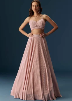 Peach Lehenga With Embroidered Blouse And Coordinating Cape