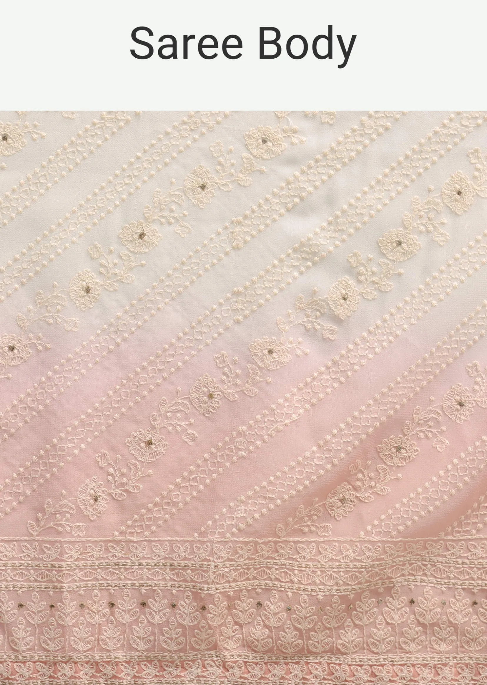 Peach Ombre Chikankari Saree With Unstitched Blouse