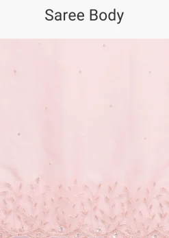 Peach Organza Saree In Sequins With Unstitched Blouse