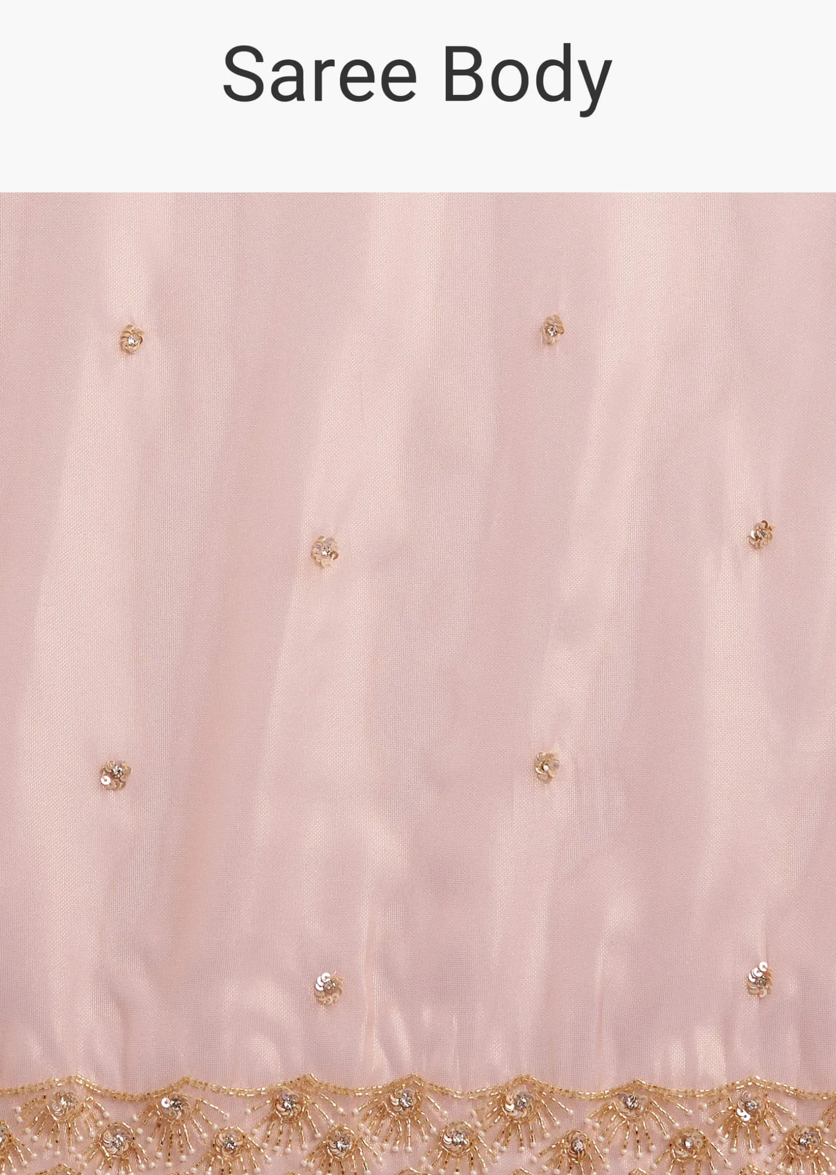Peach Organza Tissue Saree With Scallop Edge