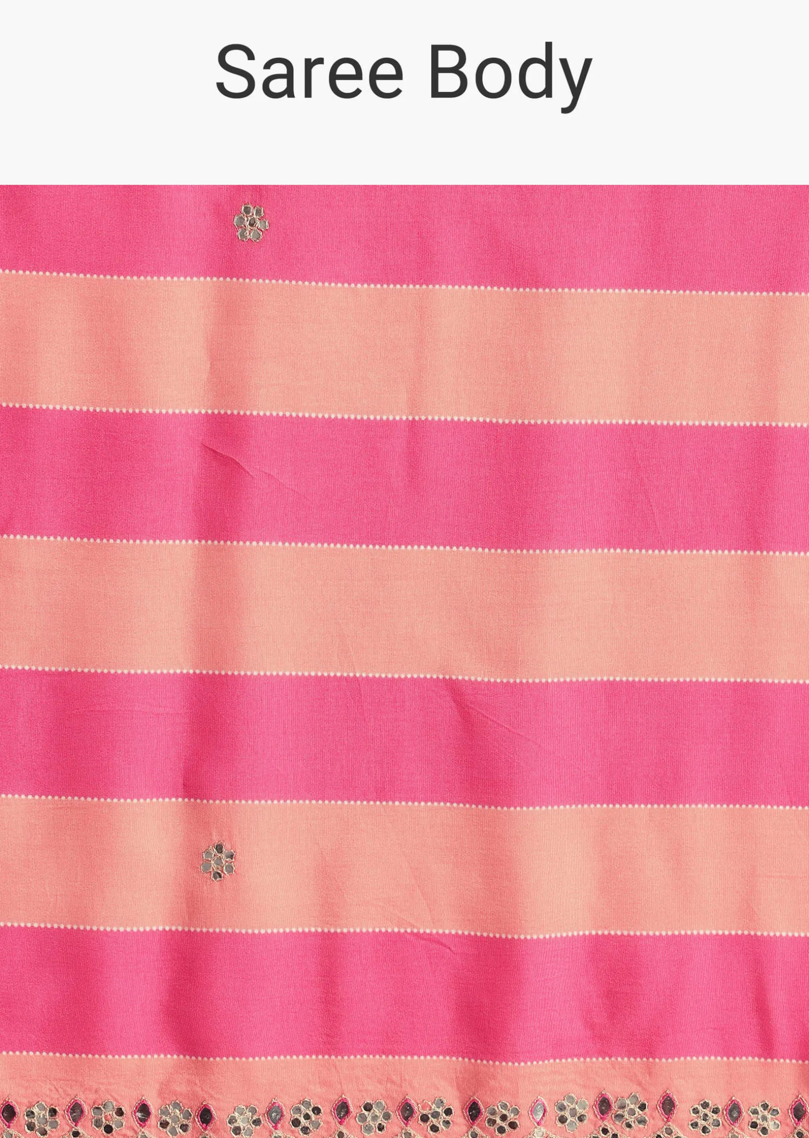 Peach Pink Mirrorwork Cutdana Work Georgette Saree
