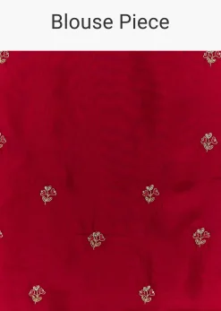 Peach Red Shaded Shibori Print Tissue Saree With Embroidered Scallop Border
