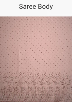Peach Satin Heavy Embroidered Saree With Stones And Diamonds All Over
