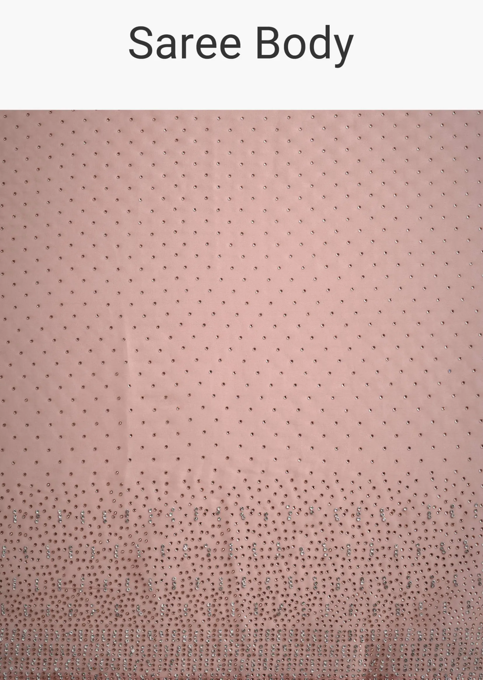 Peach Satin Heavy Embroidered Saree With Stones And Diamonds All Over