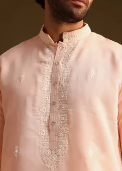 Peach Silk Kurta And Pant