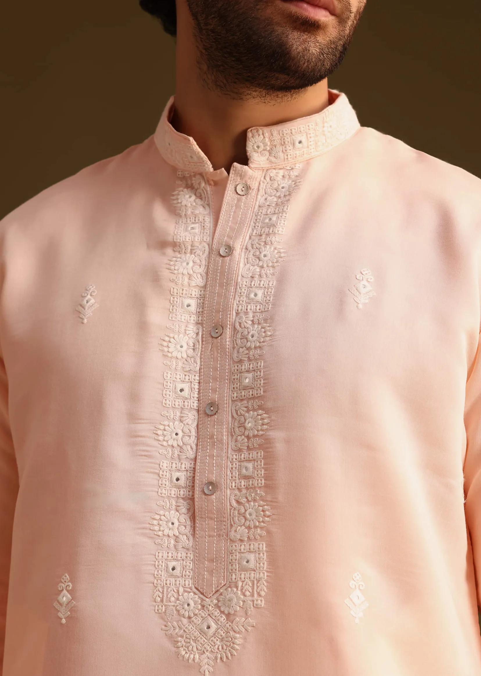 Peach Silk Kurta And Pant