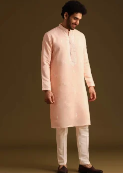 Peach Silk Kurta And Pant