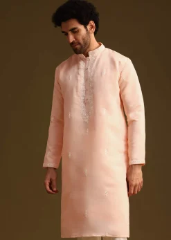 Peach Silk Kurta And Pant