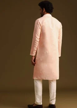 Peach Silk Kurta And Pant