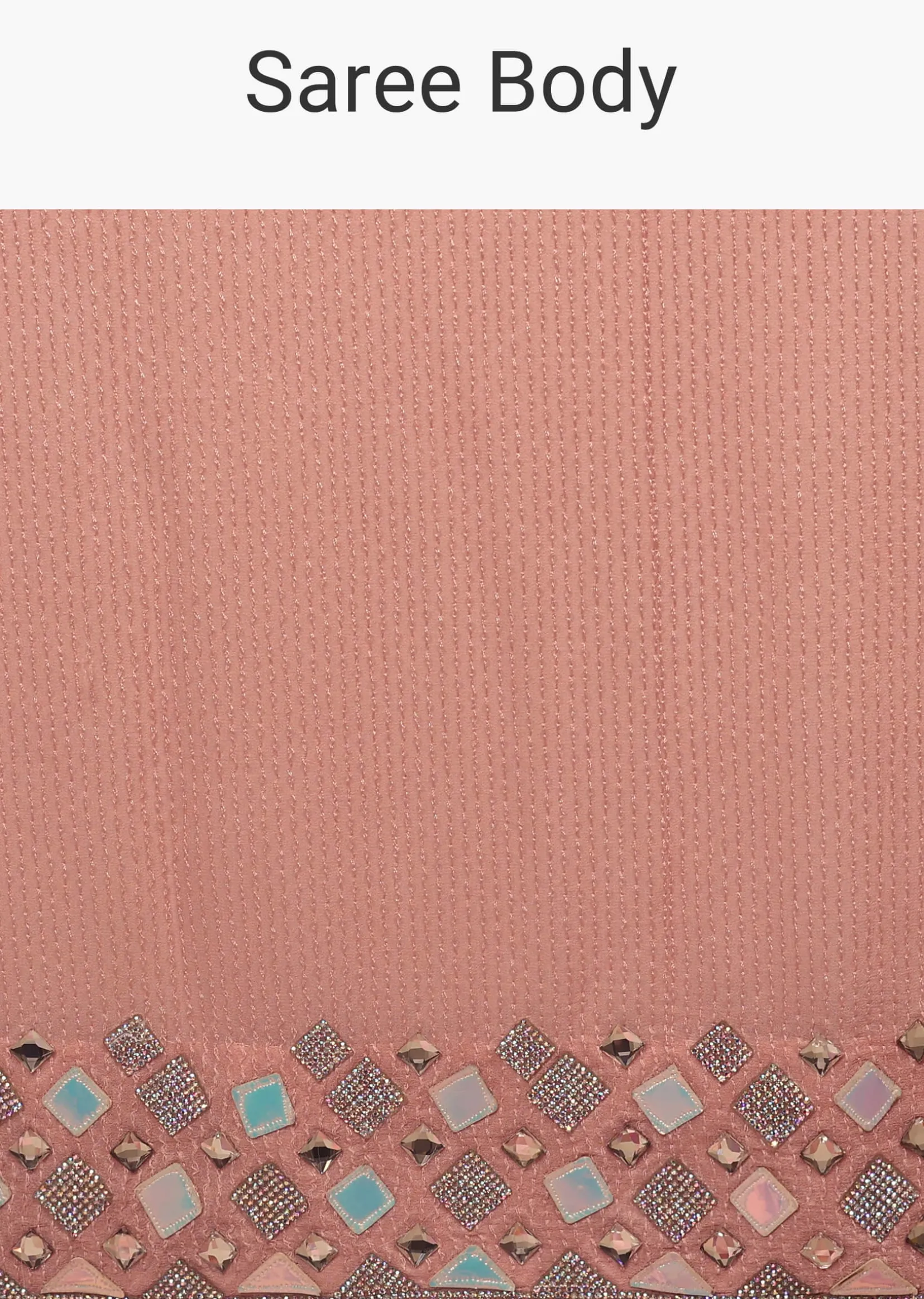 Peach Skin Saree With A Crop Top In Iridescent Foil Embellishment