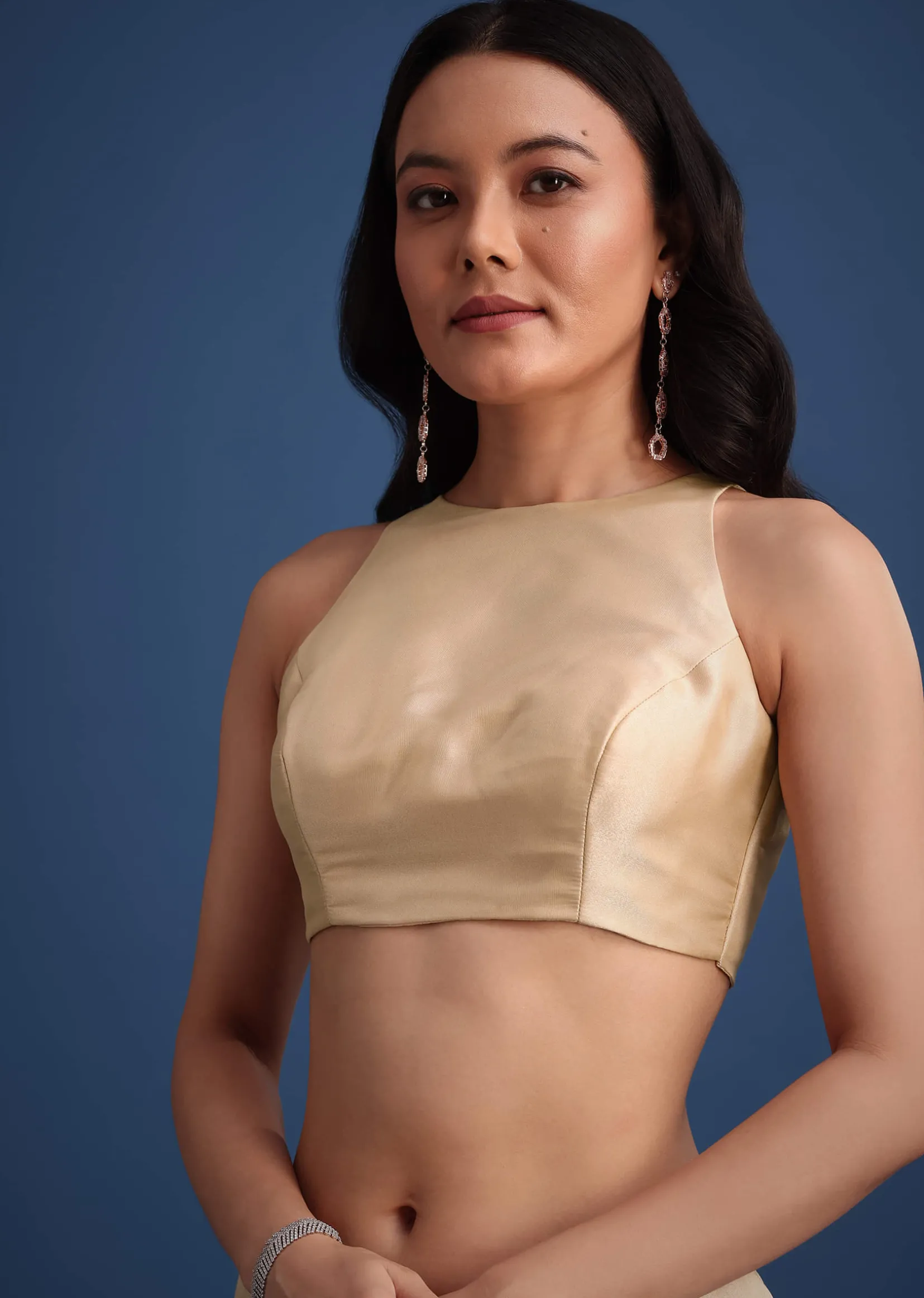 Peach Tissue Saree With Diamonds Embroidered Border