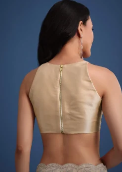 Peach Tissue Saree With Diamonds Embroidered Border