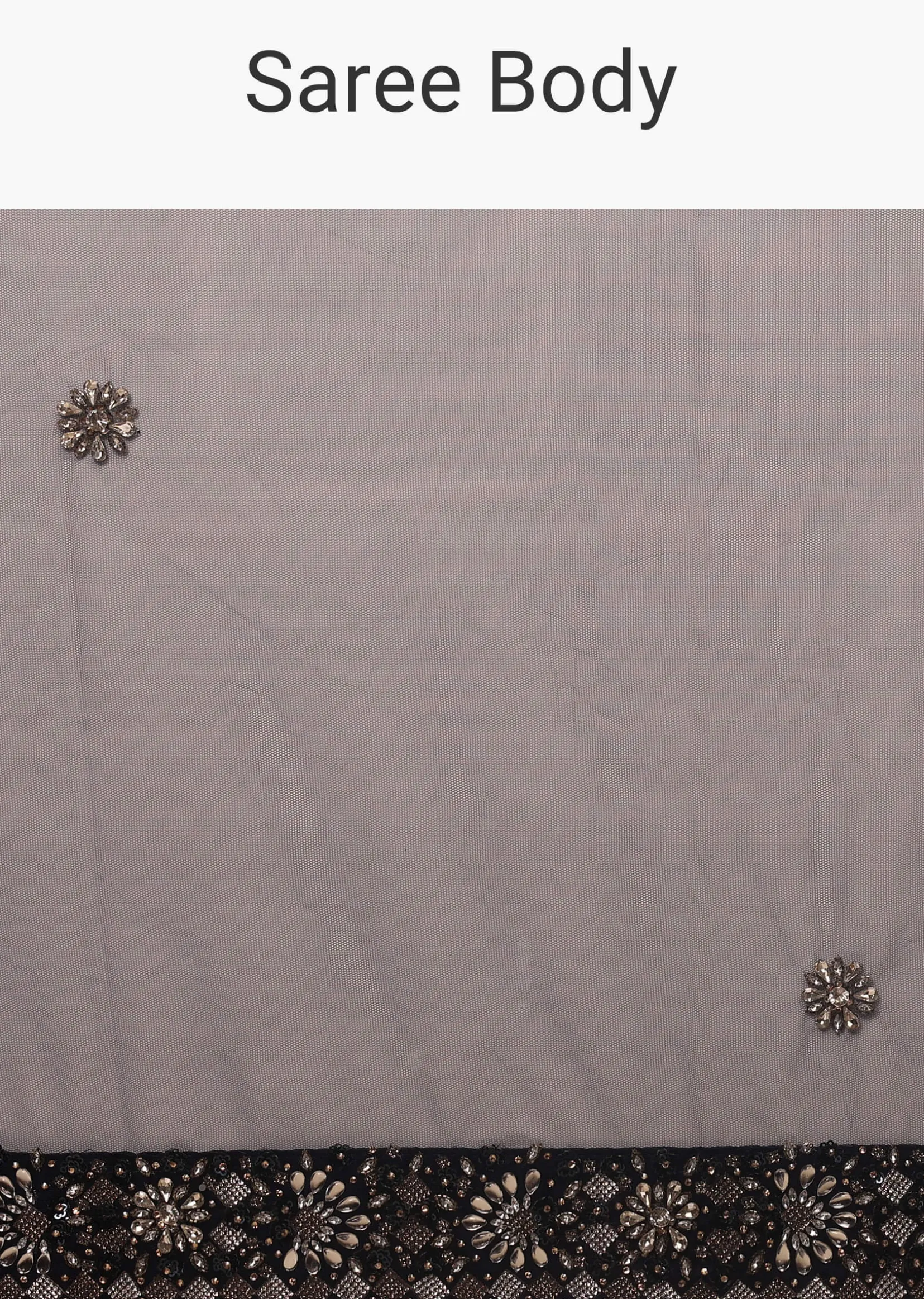 Peacoat Blue Saree With The Crop In Stones Embellishment