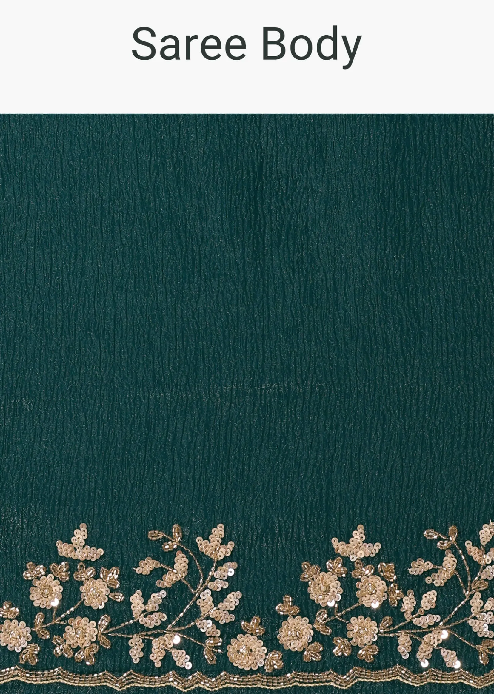 Peacock Green Crushed Tissue Saree With Cutdana And Sequin Border With Unstitched Blouse