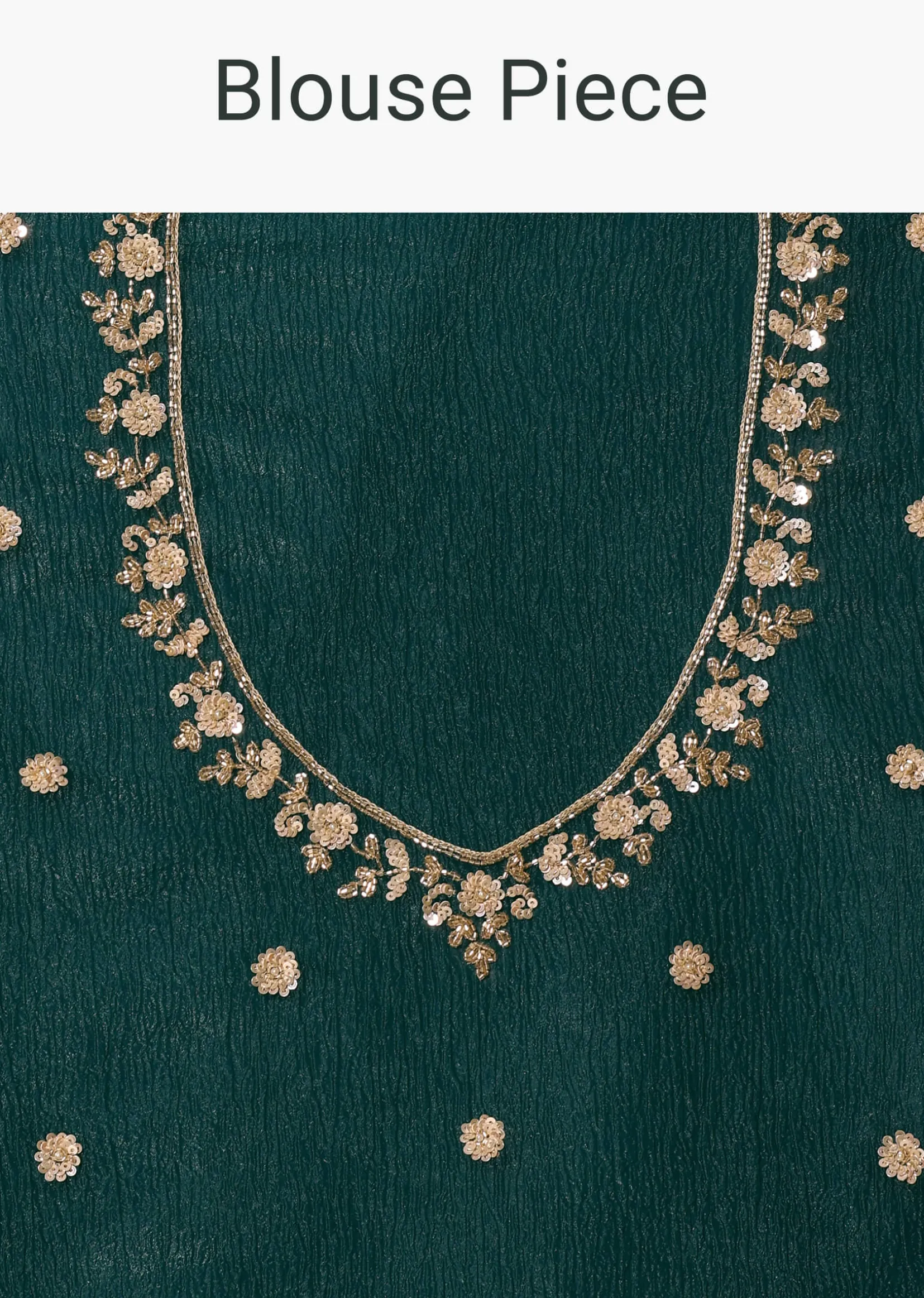 Peacock Green Crushed Tissue Saree With Cutdana And Sequin Border With Unstitched Blouse