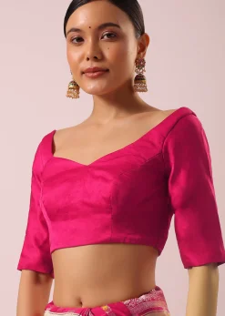 Peacock Rani Pink Dola Silk With Bandhani Weave Detail