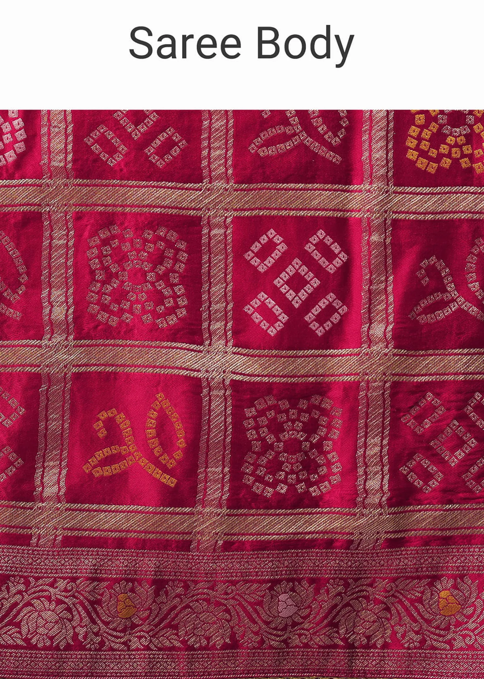 Peacock Rani Pink Dola Silk With Bandhani Weave Detail