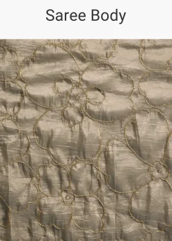 Pencil Grey Cutdana Embroidered Crepe Saree With Unstitched Blouse