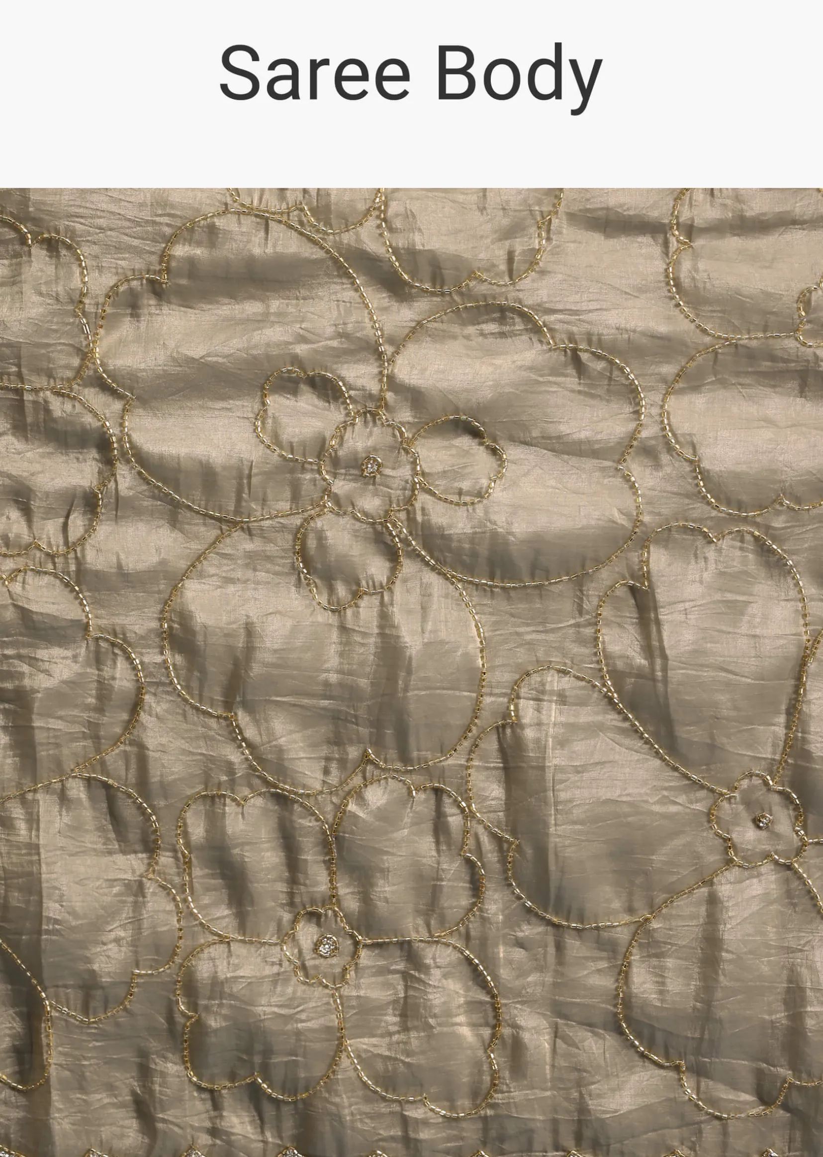Pencil Grey Cutdana Embroidered Crepe Saree With Unstitched Blouse