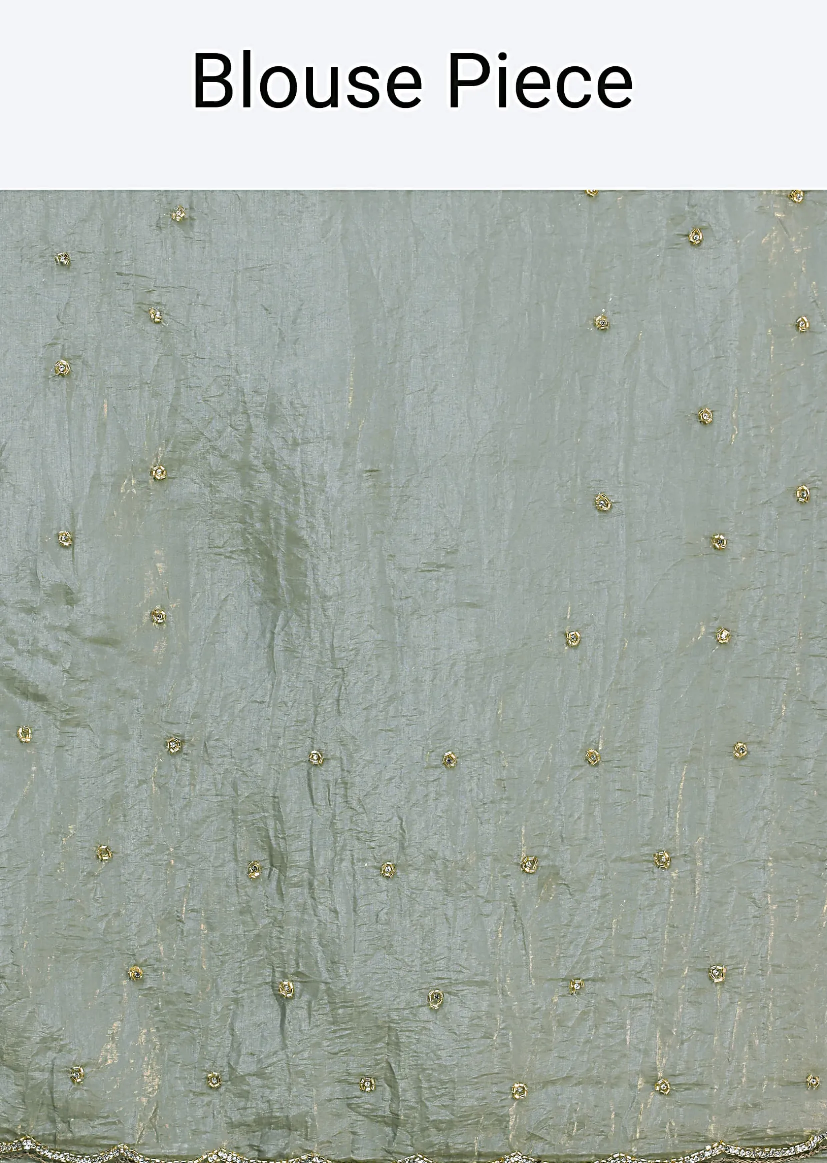 Pencil Grey Cutdana Embroidered Crepe Saree With Unstitched Blouse