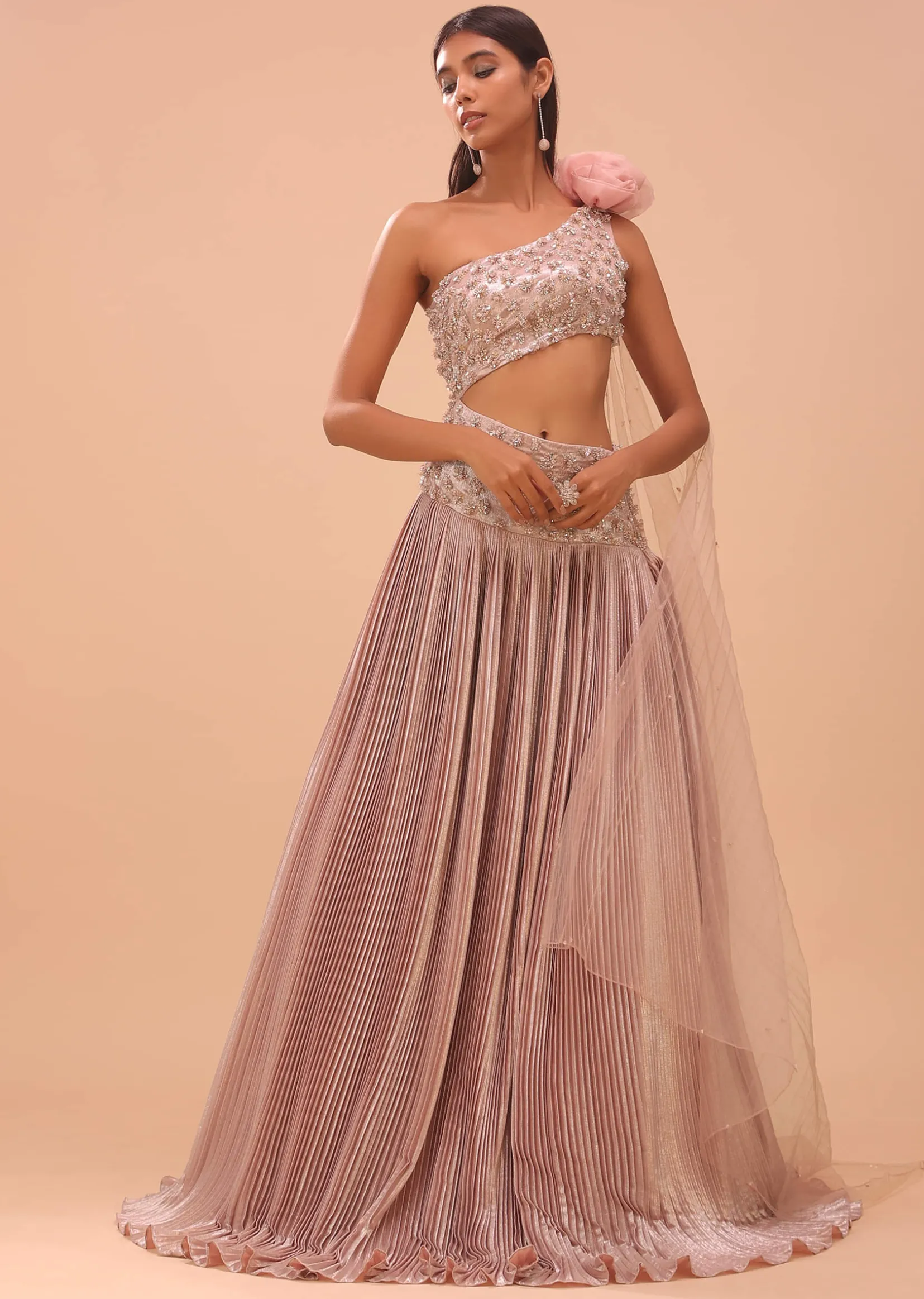 Petal Pink Embroidered Bridesmaid Gown