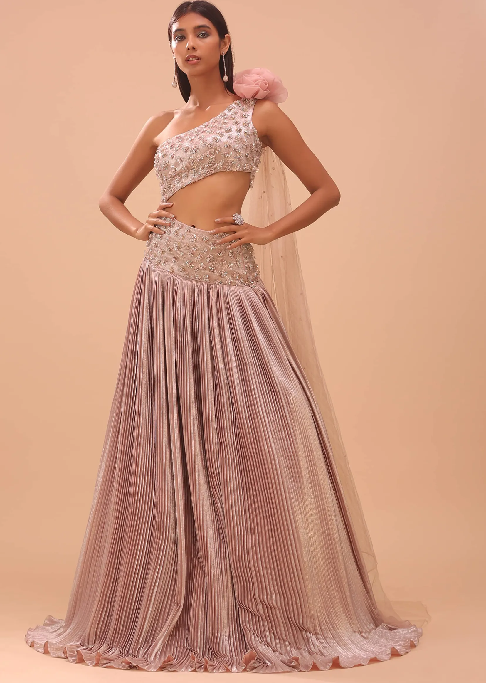 Petal Pink Embroidered Bridesmaid Gown