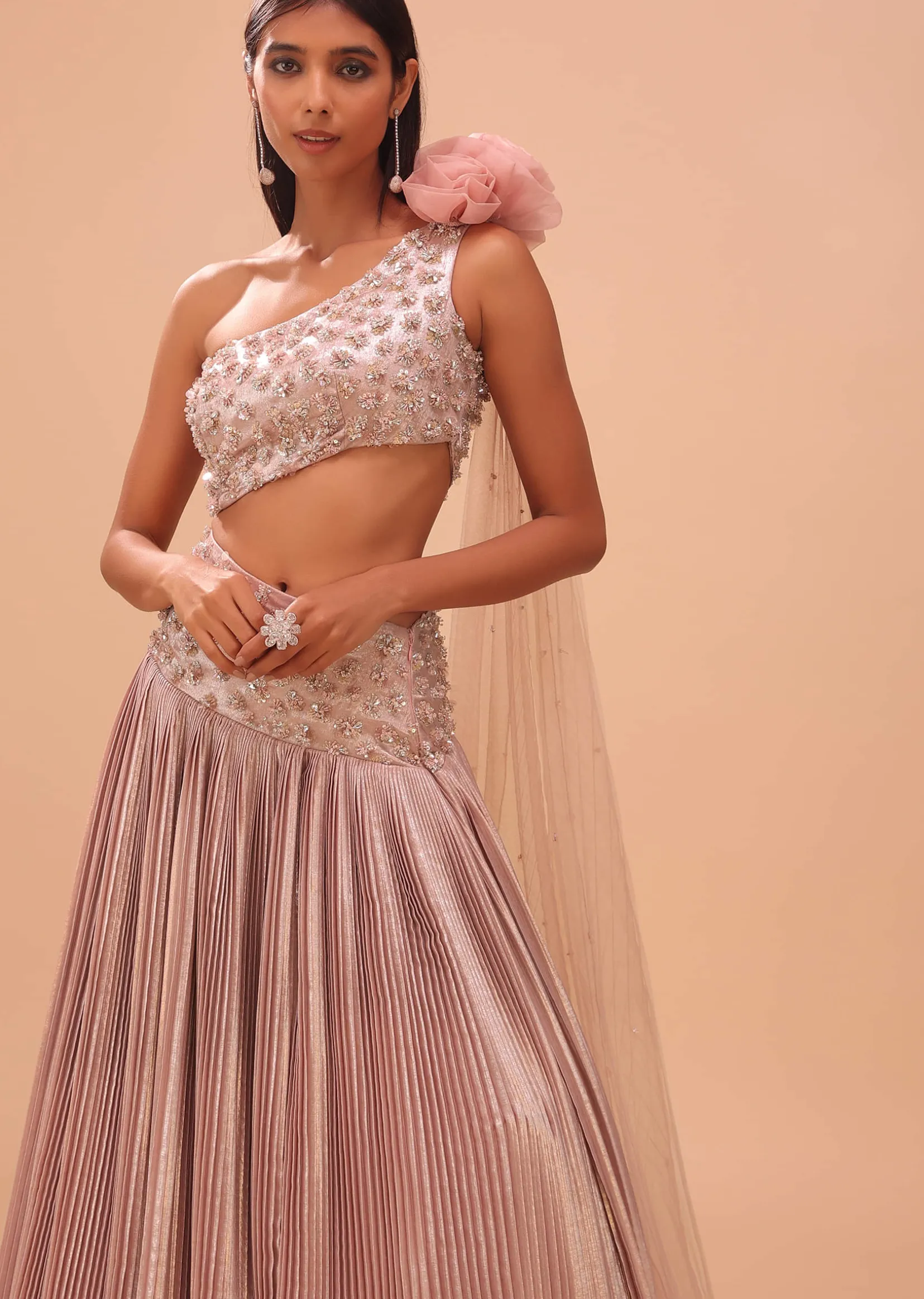 Petal Pink Embroidered Bridesmaid Gown