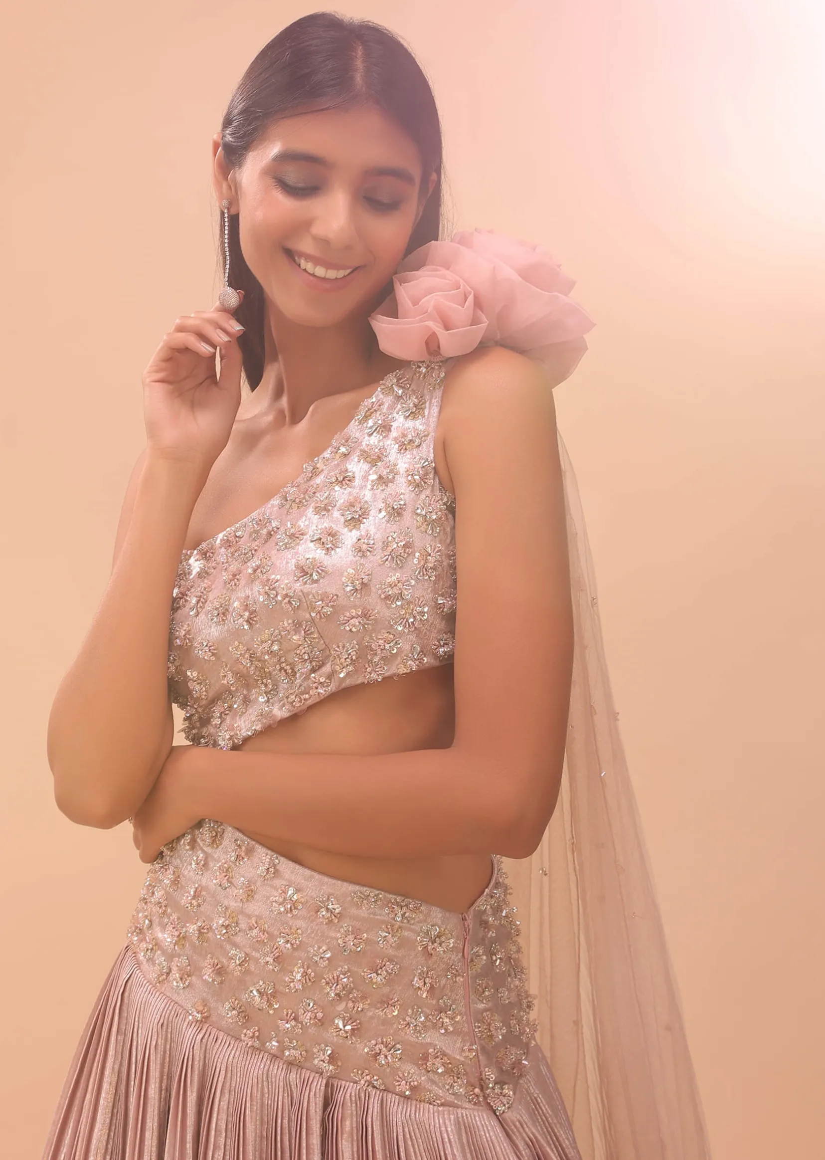 Petal Pink Embroidered Bridesmaid Gown