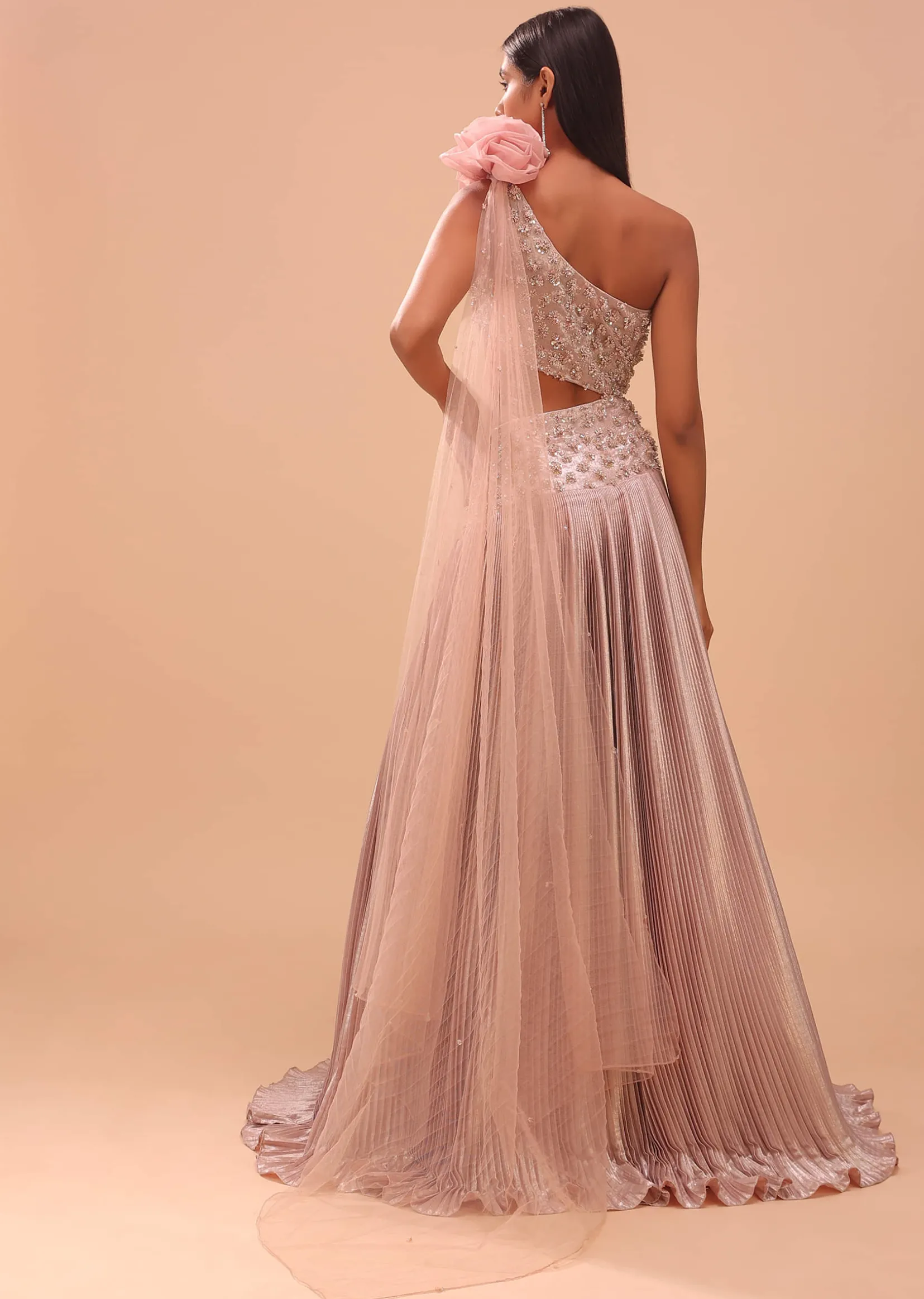 Petal Pink Embroidered Bridesmaid Gown