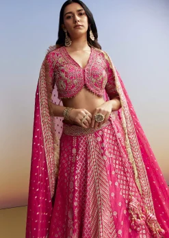Pink Banarasi Silk Bridesmaid Lehenga