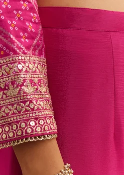 Pink Bandhani Zardosi Sharara Set