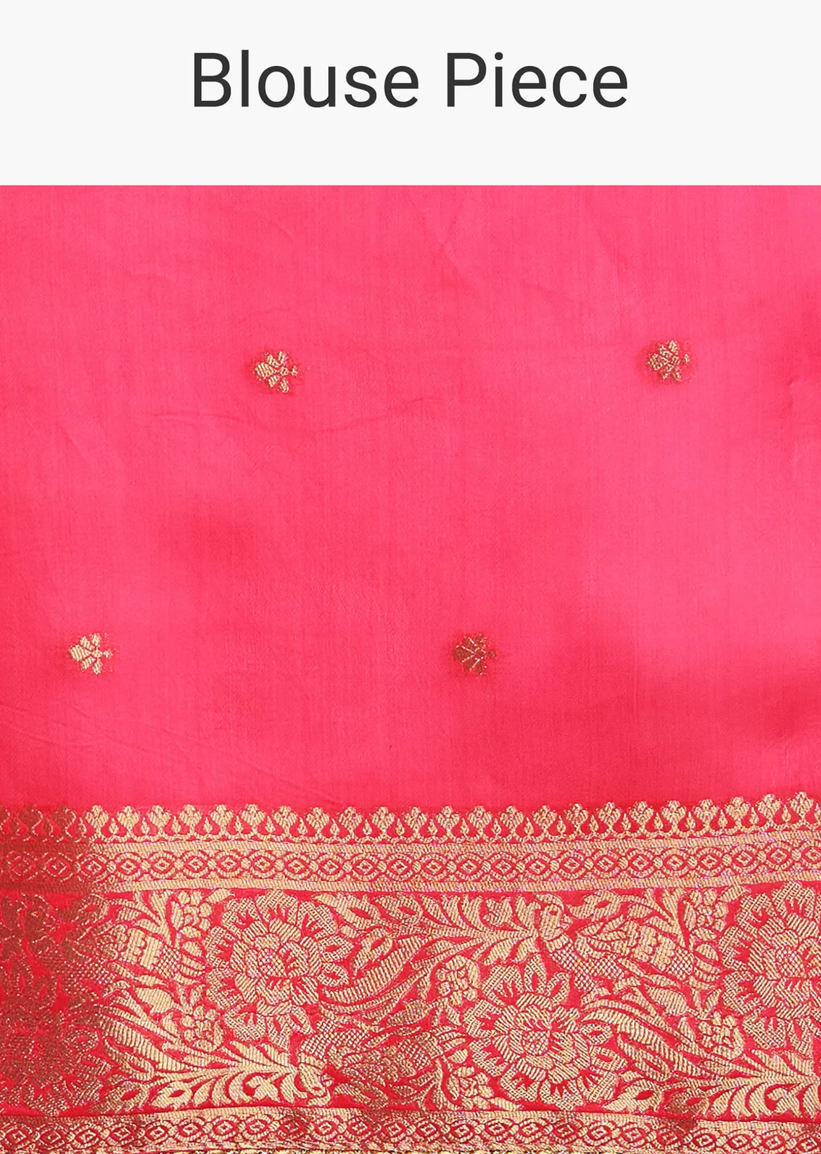 Pink Brocade Zari Weave Saree With Unstitched Blouse