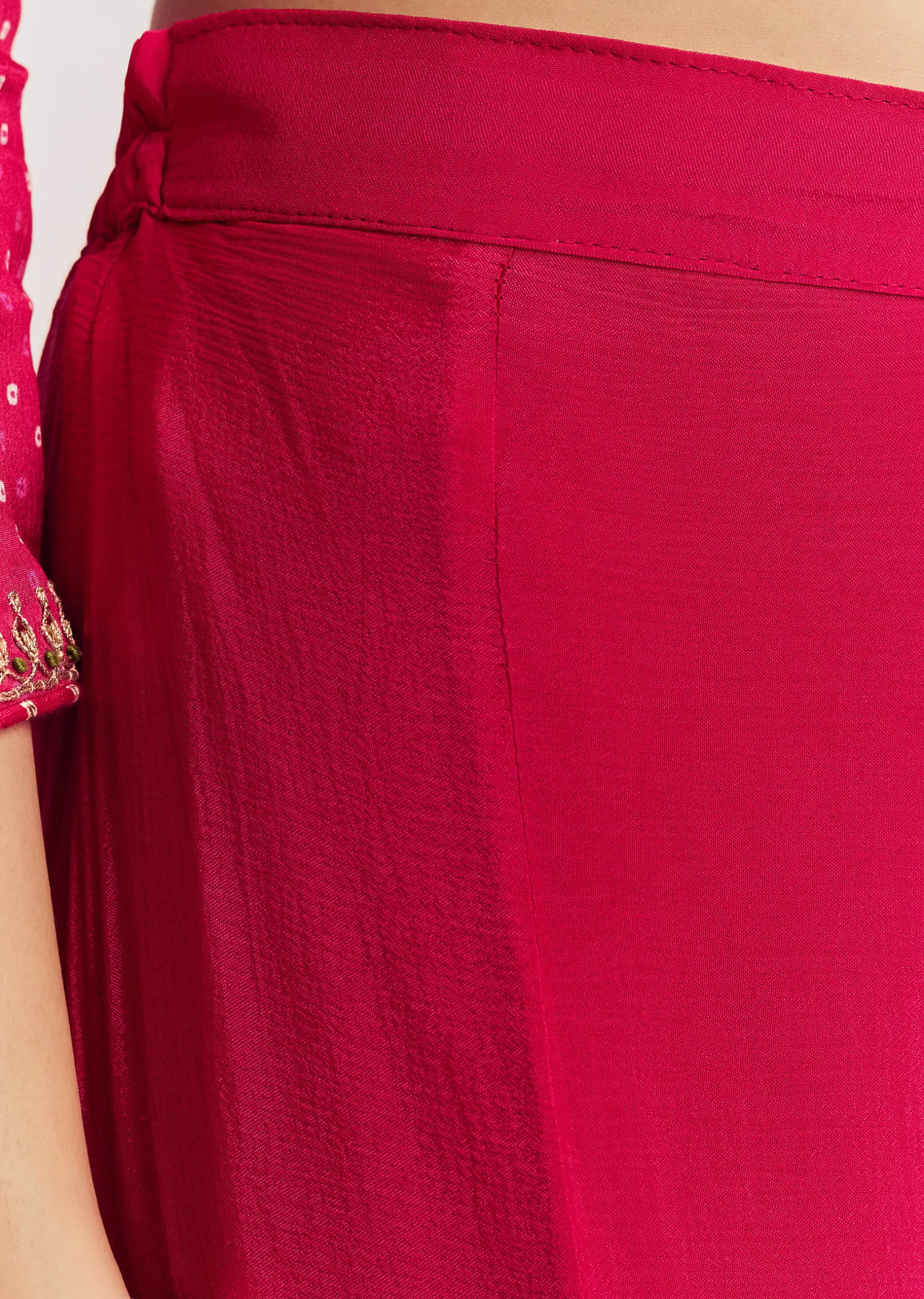 Pink Chinon Bandhani Palazzo Suit