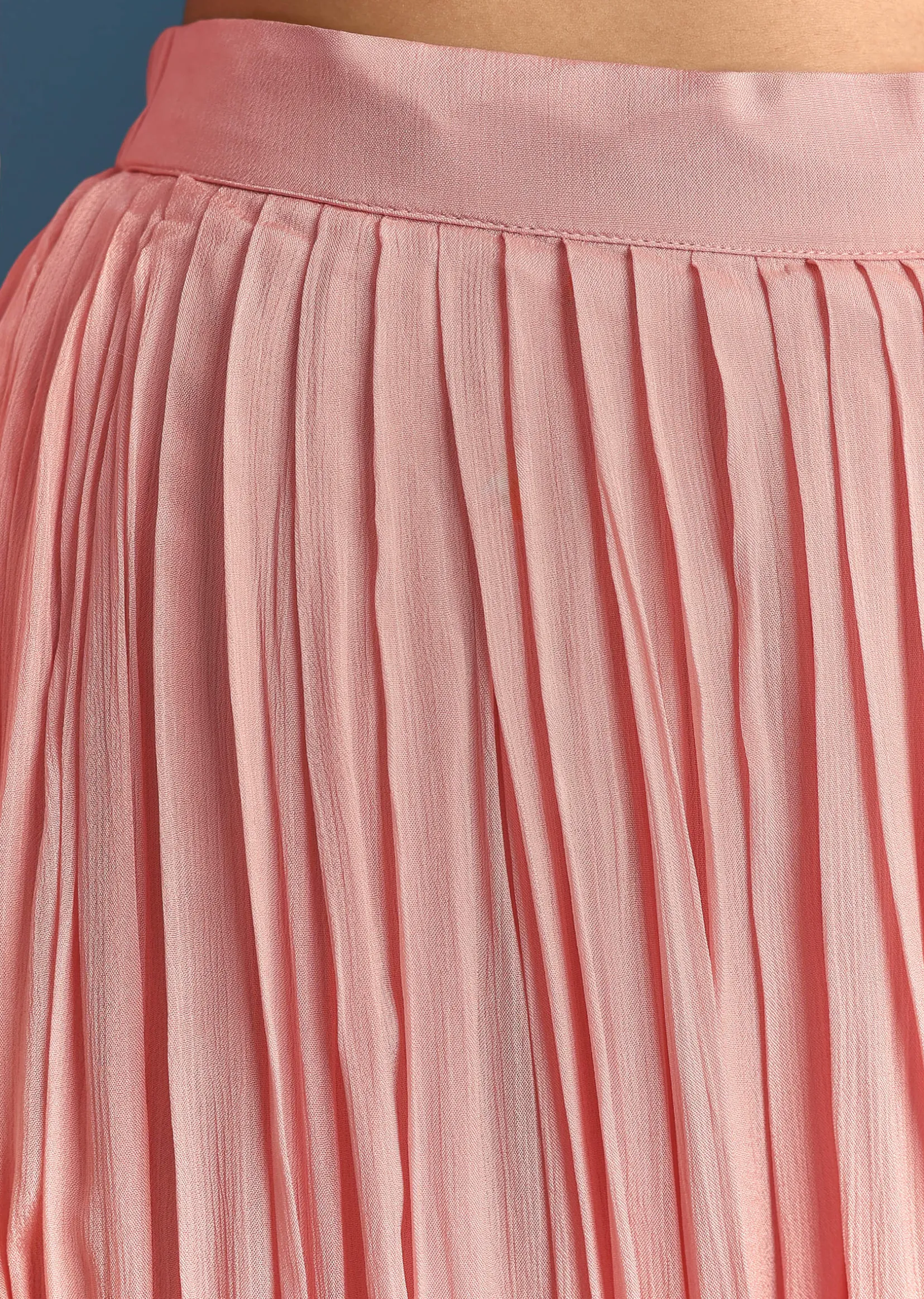 Pink Chinon Kurta Palazzo Suit With Moti And Cut Dana Work