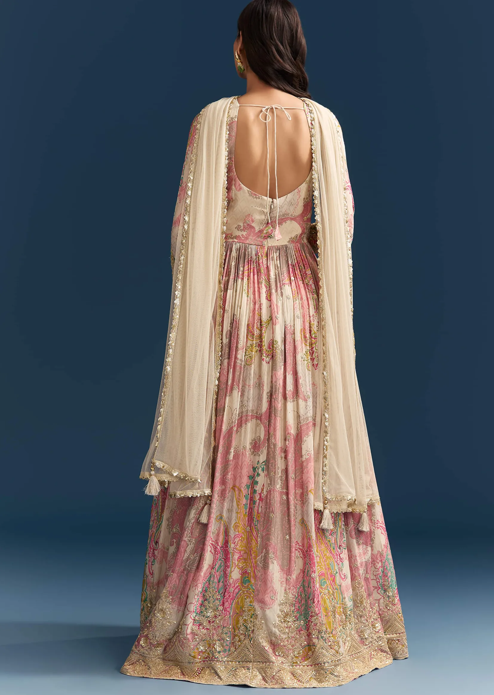 Pink Chinon Printed Anarkali Suit With Festive Flair