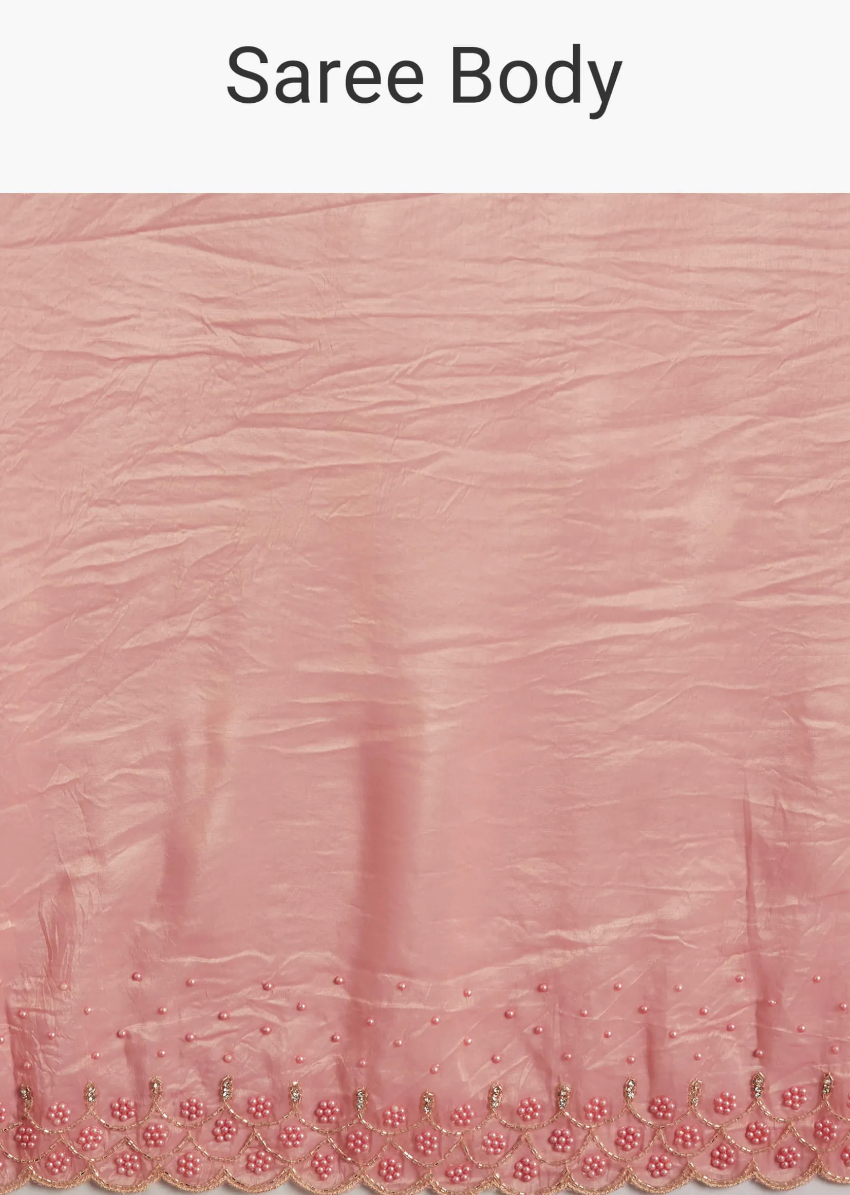Pink Crepe Tissue Saree With Moti Beads And Cutdana Embroidery