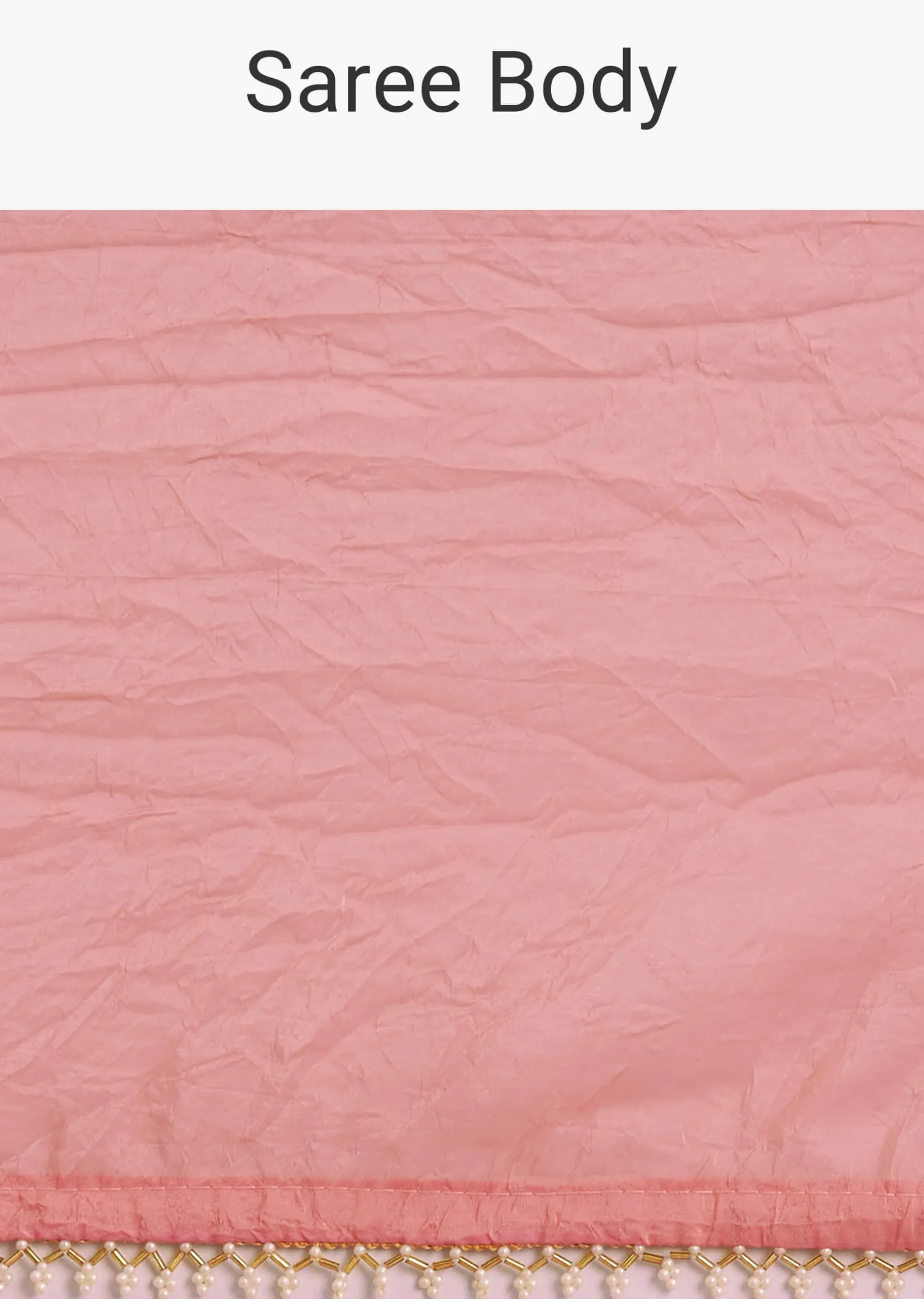 Pink Crushed Tissue Saree With Cutdana And Moti Embellished Border