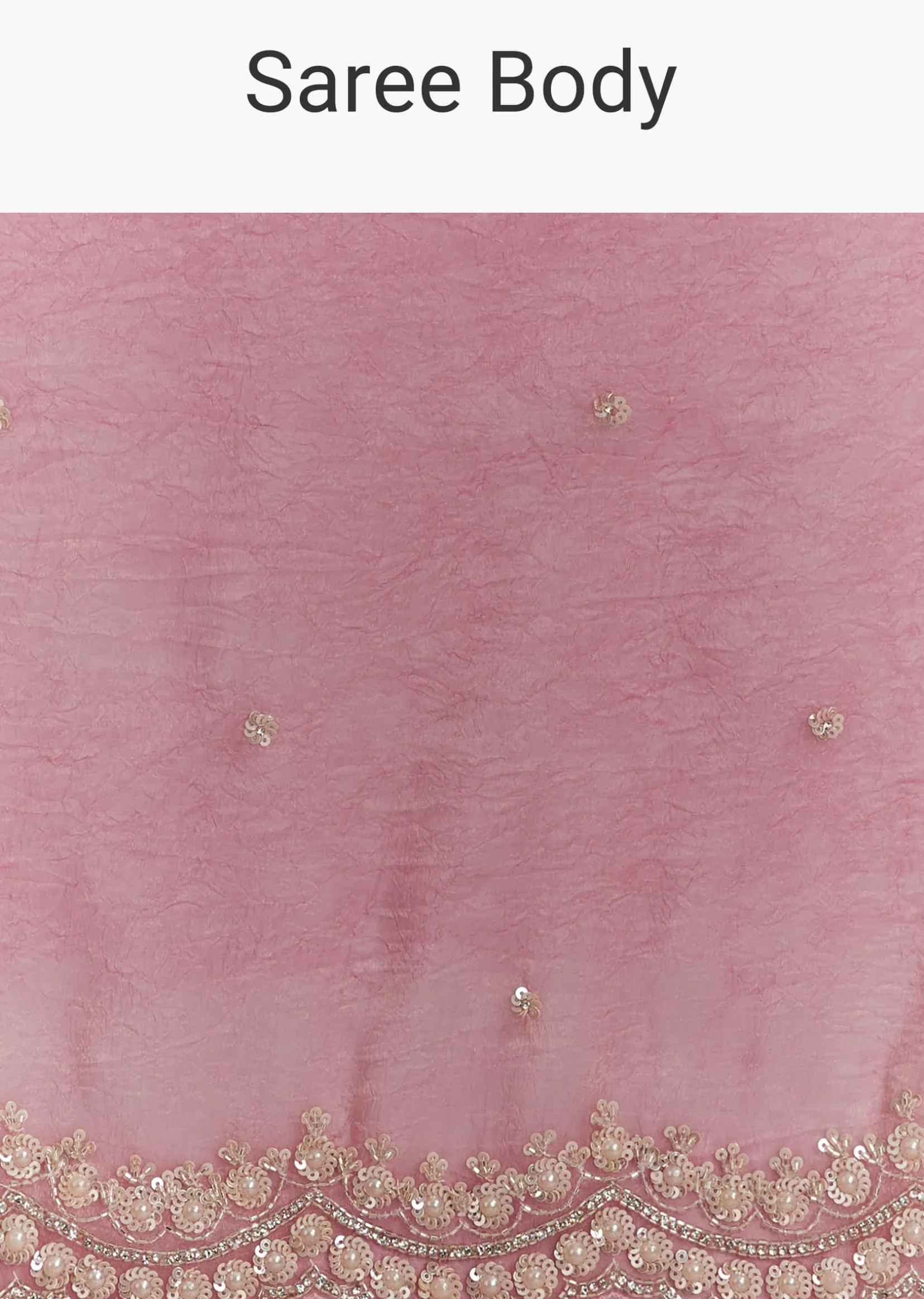 Pink Crushed Tissue Sequin Embroidered Saree With Scallop Border