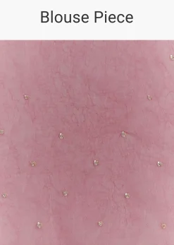Pink Crushed Tissue Sequin Embroidered Saree With Scallop Border