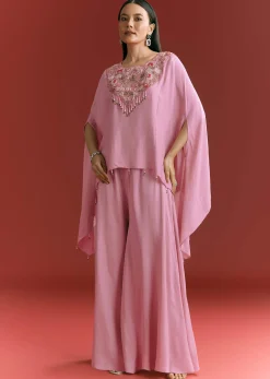 Pink Dola Silk Kaftaan Indowestern Suit With Zardosi Work
