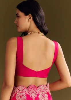 Pink Dola Silk Saree With Zari Border And All Over Booti