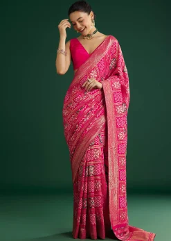 Pink Dola Silk Saree With Woven Patola