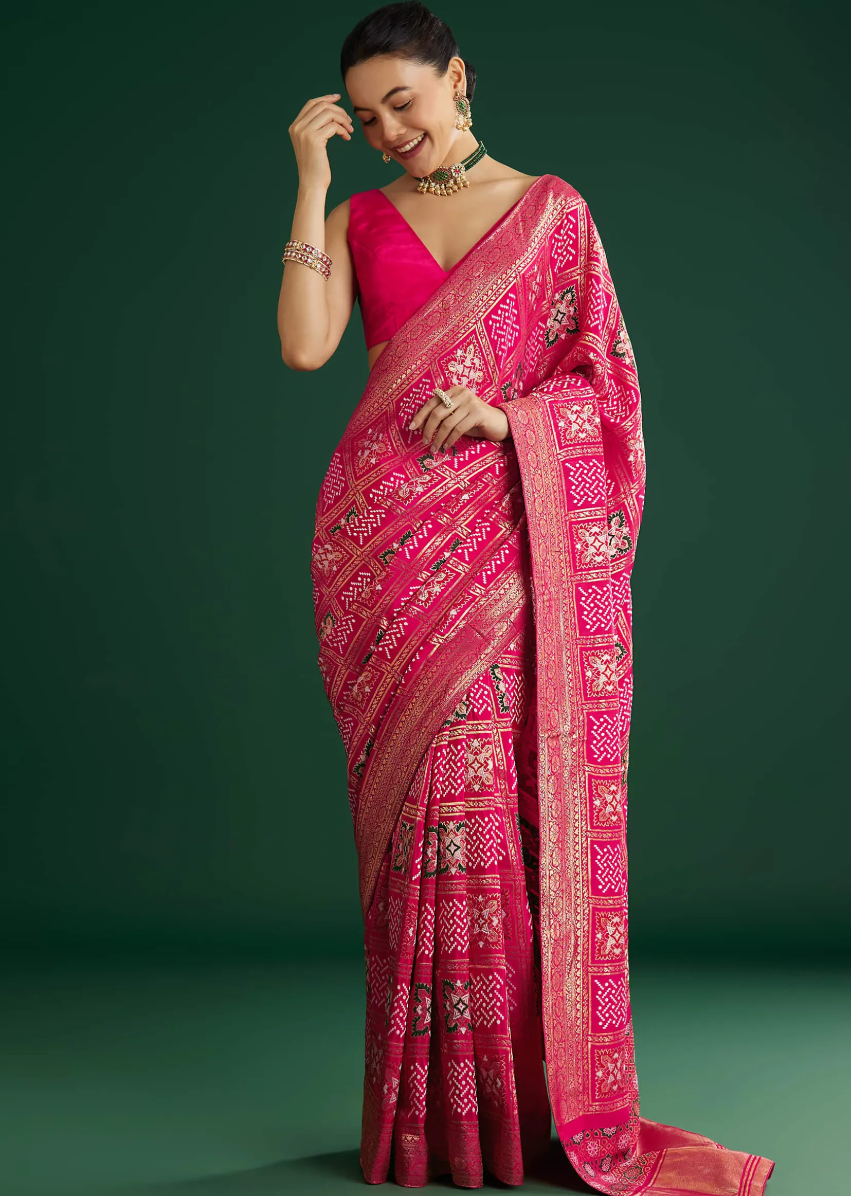 Pink Dola Silk Saree With Woven Patola