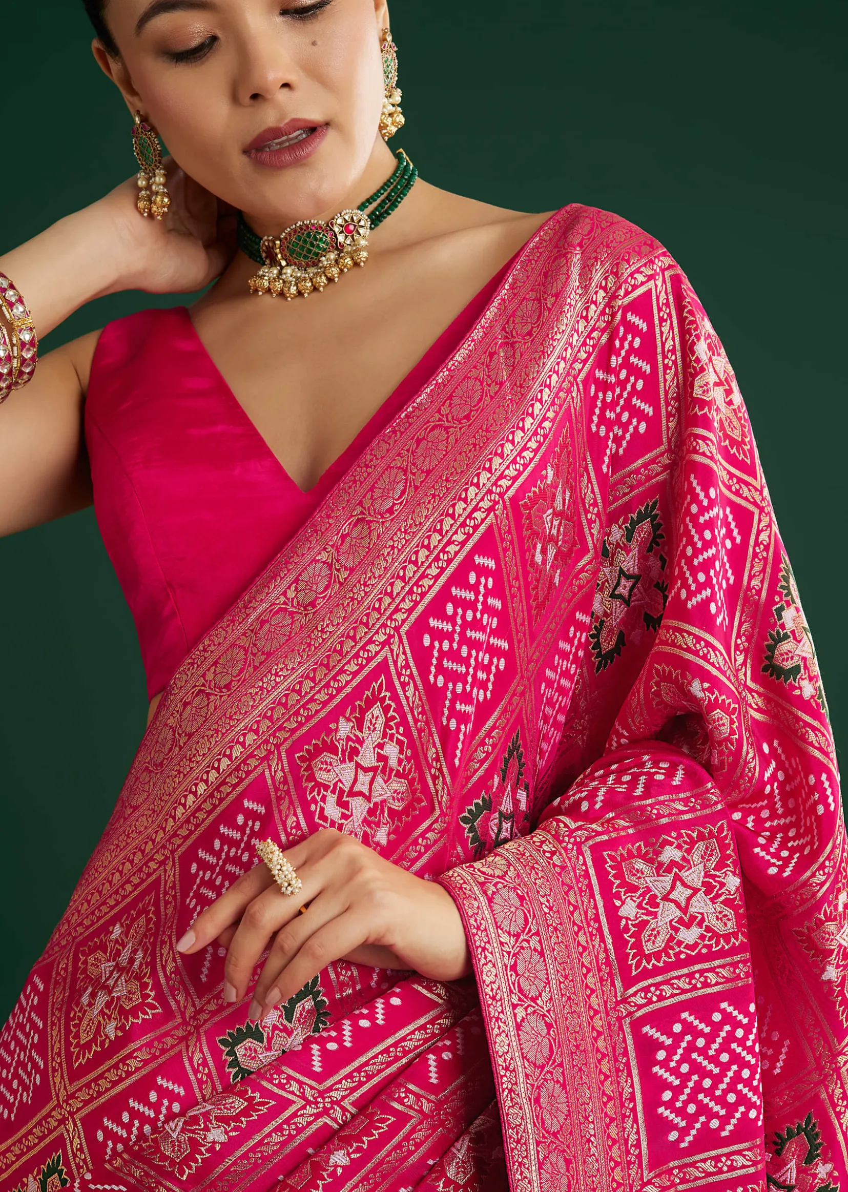 Pink Dola Silk Saree With Woven Patola